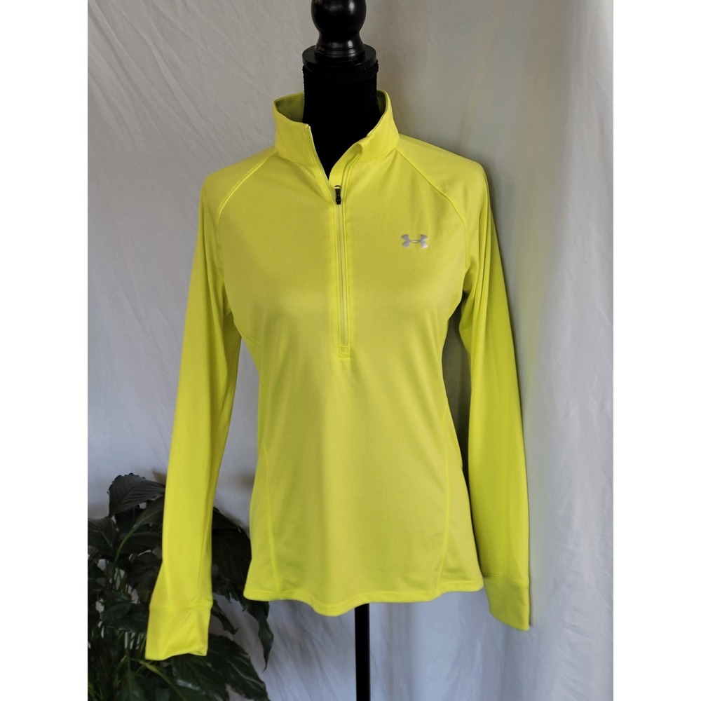 Under Armour Womens AllSeasonGear 1/4 Zip Pullover Neon Yellow Medium Fitted